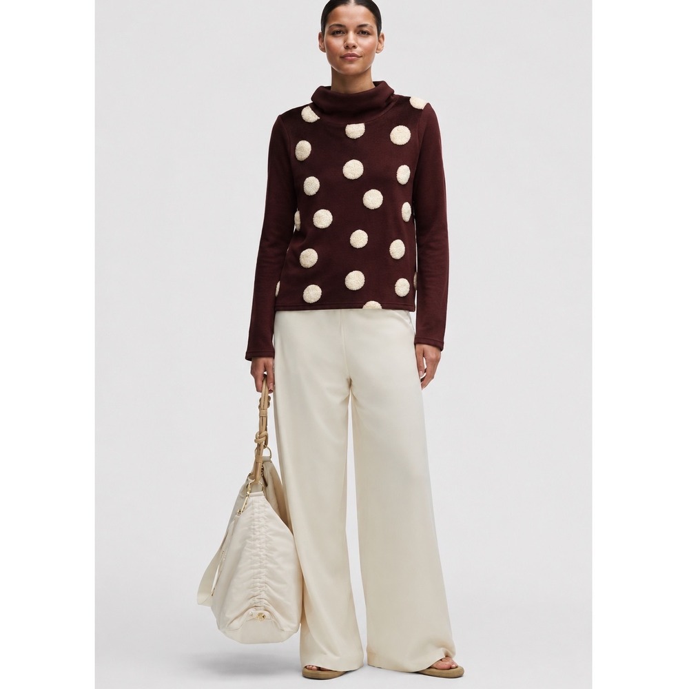 Trisha Tyler Maroon/White Polka Dot Sweater